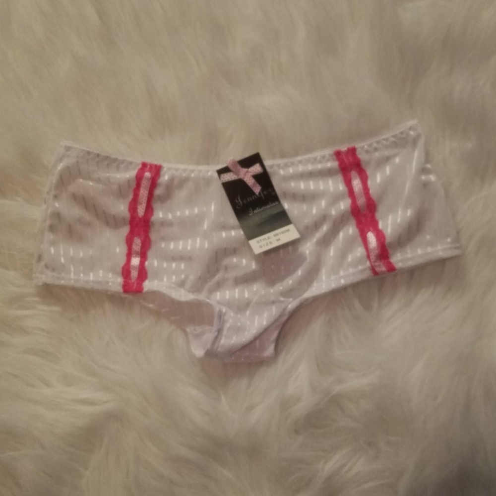 JENNIFER INTIMATES WHITE AND PINK BOY SHORTS